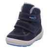 Winterboots SUPERFIT "GROOVY 2.0 WMS: Mittel", Kinder, Gr. 26, blau (dunkelblau), Veloursleder, Polyester, casual, Schuhe, Snowboots mit GORE-TEX, Größenschablone zum Download