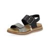 Riemchensandale REMONTE "Remonte Sandalen Glattleder", Damen, Gr. 38, schwarz (schwarz, weiß), Glattleder, casual, Schuhe
