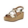 Keilsandalette INUOVO "INUOVO Sandalen Leder", Damen, Gr. 41, gold, Leder, casual, Schuhe
