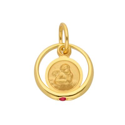 Ketten-Anhänger ADELIA´S "333 Gold Anhänger Taufring Ø 10,1 mm", rot, Schmuckanhänger, Damen, Gold, mit Rubin Goldschmuck für Damen Image