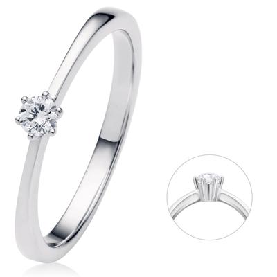 Diamantring ONE ELEMENT "0.1 ct Diamant Brillant Ring aus 585 Weißgold" Gr. 52, silber, Fingerringe, Damen, 52, 0,1 ct, Weißgold 585-Gold-Diamanten, Weißgold 585, Gold, Diamanten, ein Hauch von Luxus für den Alltag Image