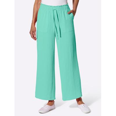 Schlupfhose CLASSIC BASICS, Damen, Gr. 50, Normalgrößen, blau (blaugrün), 100% Polyester, unifarben, Hosen Image