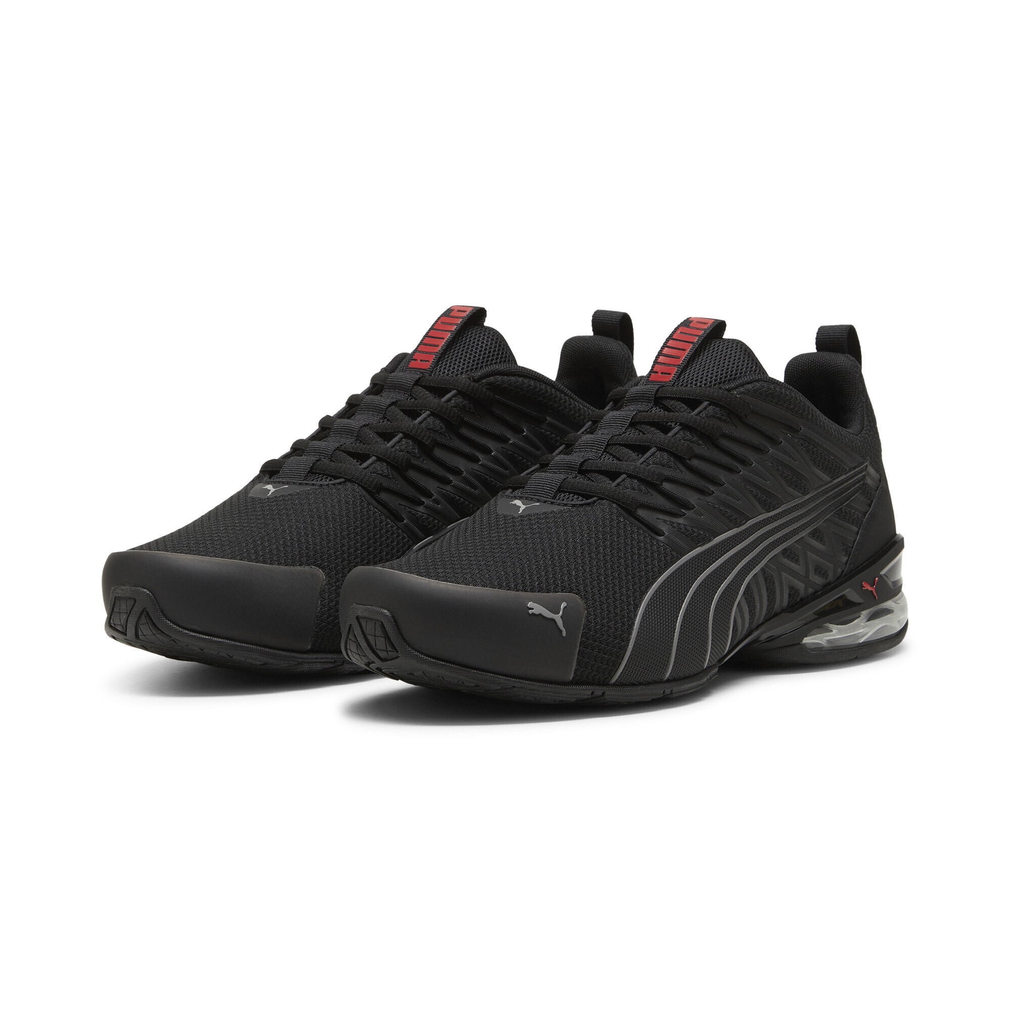 Laufschuh PUMA "Voltaic Evo Sneakers Erwachsene", Gr. 42, schwarz (schwarz stormy slate for all time rot gray), Obermaterial: Synthetik, Textil; Futter: Textil; Innensohle: Textil; Laufsohle: Gummi, Schuhe