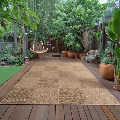Outdoorteppich AYYILDIZ TEPPICHE "TIMBER 1405", beige, B:140cm H:5mm L:200cm, Polypropylen, Teppiche, Läufer, In und Outdoor, Jute Sisal Optik, Wohnzimmer, Aussenbereich Image