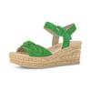 Keilsandalette GABOR, Damen, Gr. 37, grün, Ziegenveloursleder, modisch, Schuhe, Plateau, Sommerschuh, Riemchensandale mit Klettverschlüssen