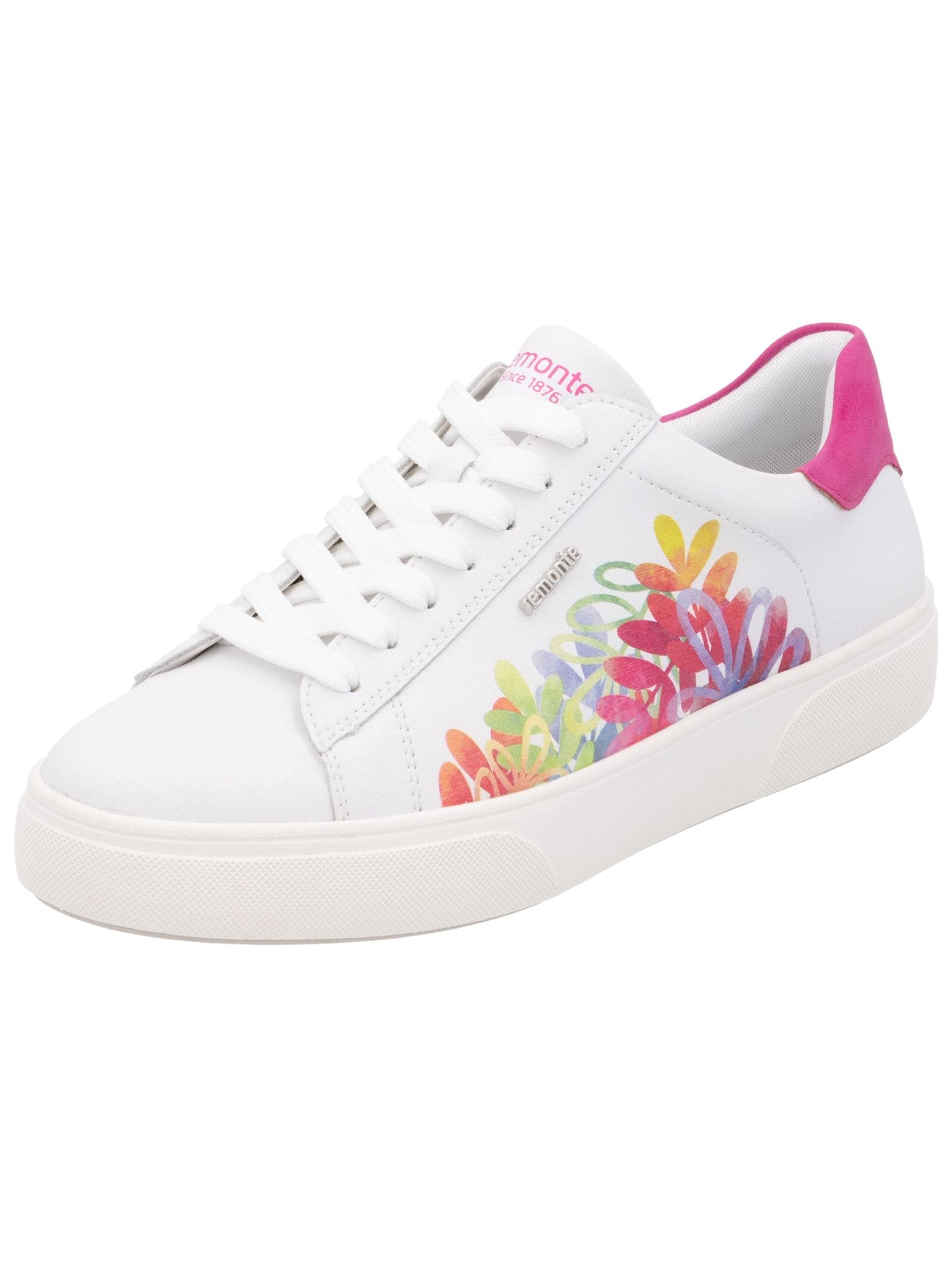 Sneaker REMONTE "Remonte Sneaker Leder", Damen, Gr. 39, bunt (weiß, pink), Leder, Schuhe