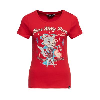 Queen Kerosin Damen T-Shirt Purr Kitty Purr rot Image