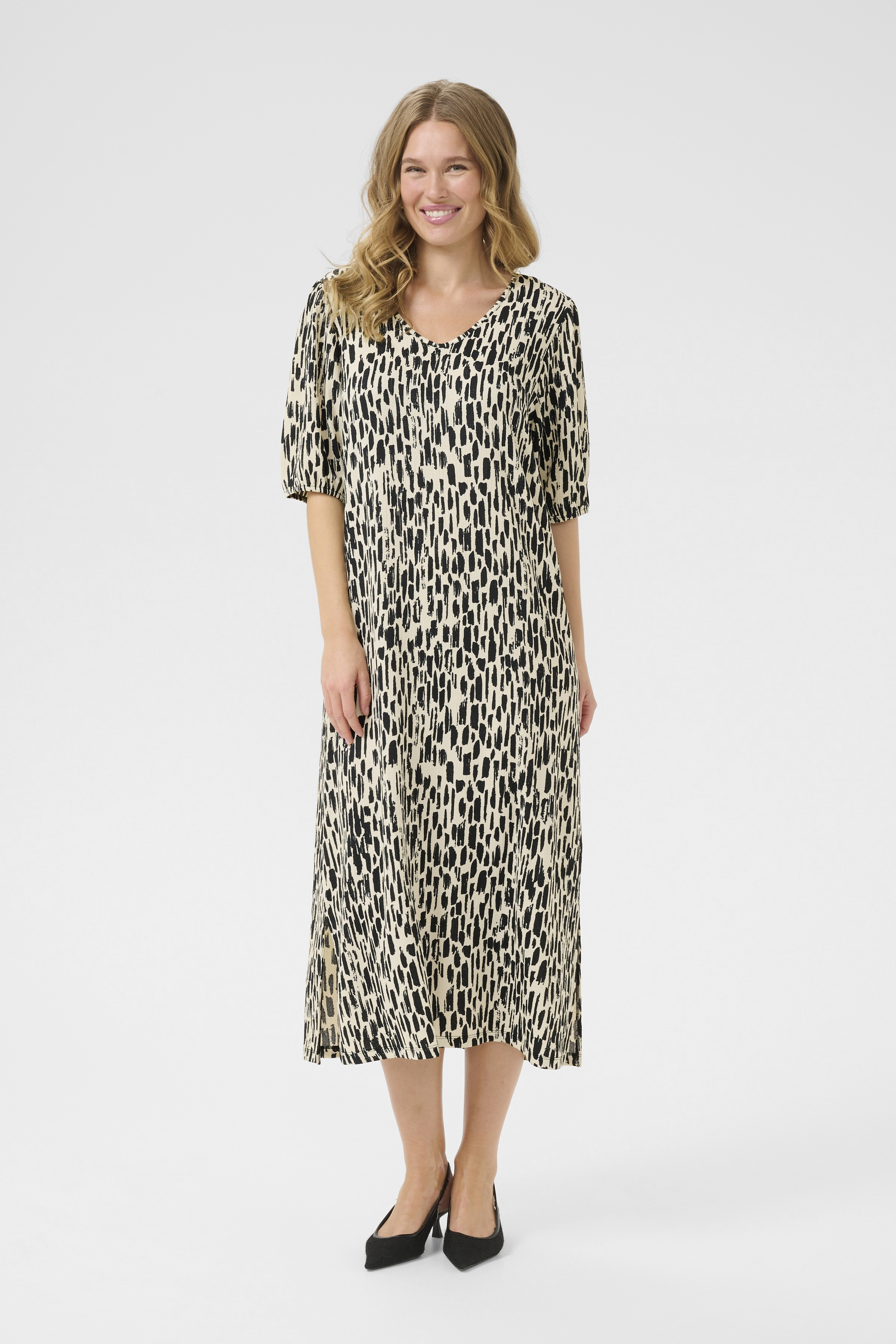 Kleid A-shape Turtledove/Black Paint Print black offwhite Image