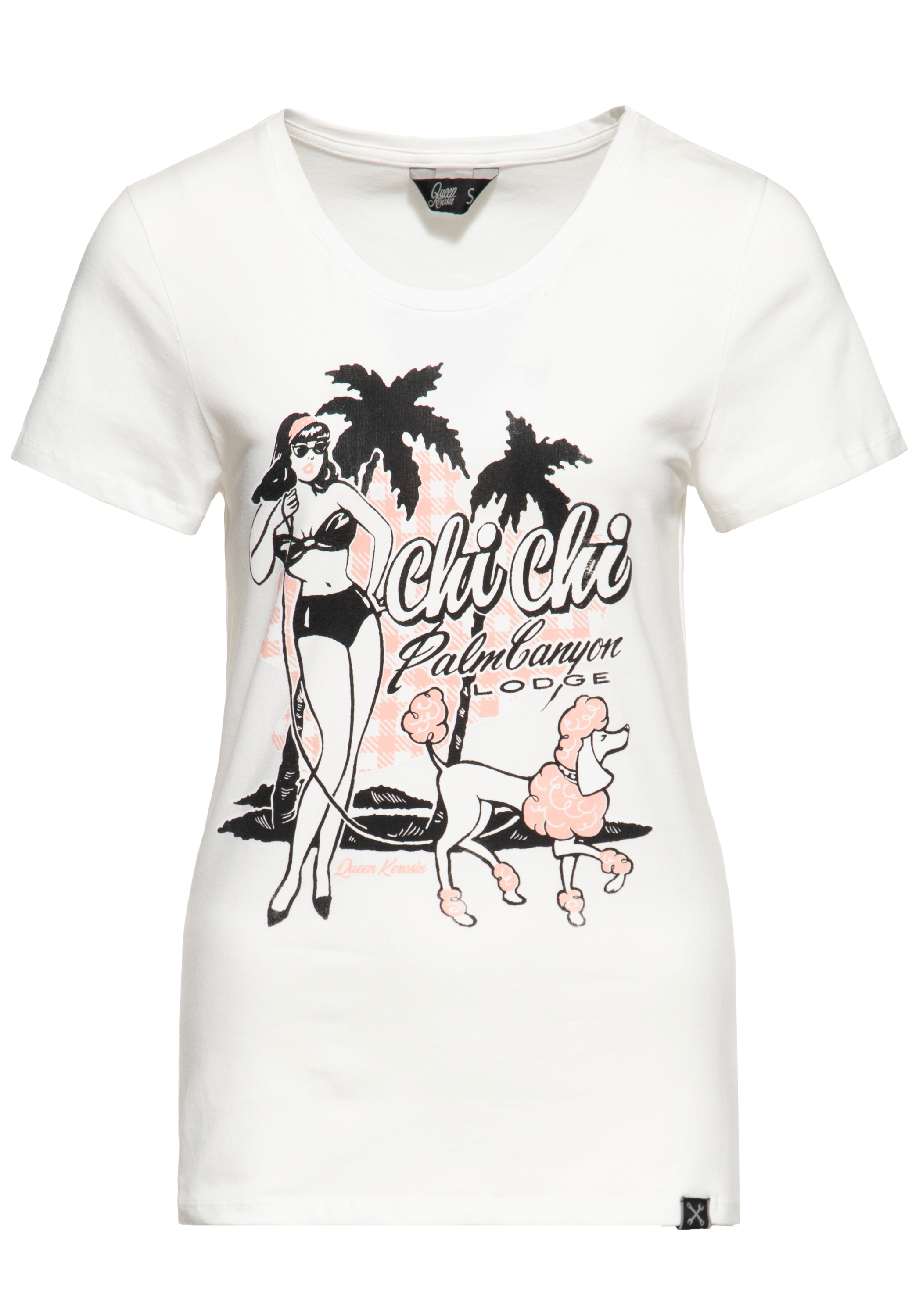 Queen Kerosin Damen T-Shirt Chi Chi Beach Poodle weiß Image
