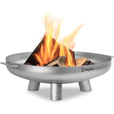 Edelstahl Feuerschale ø 70 cm, Silber, Outdoor Dreibein Feuerstelle für Garten und Terrasse Image