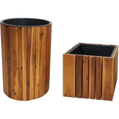 HHG - 2er-Set Pflanzkasten 584, Pflanztopf Pflanzkübel Blumentopf Blumenkasten, rund eckig Outdoor Image