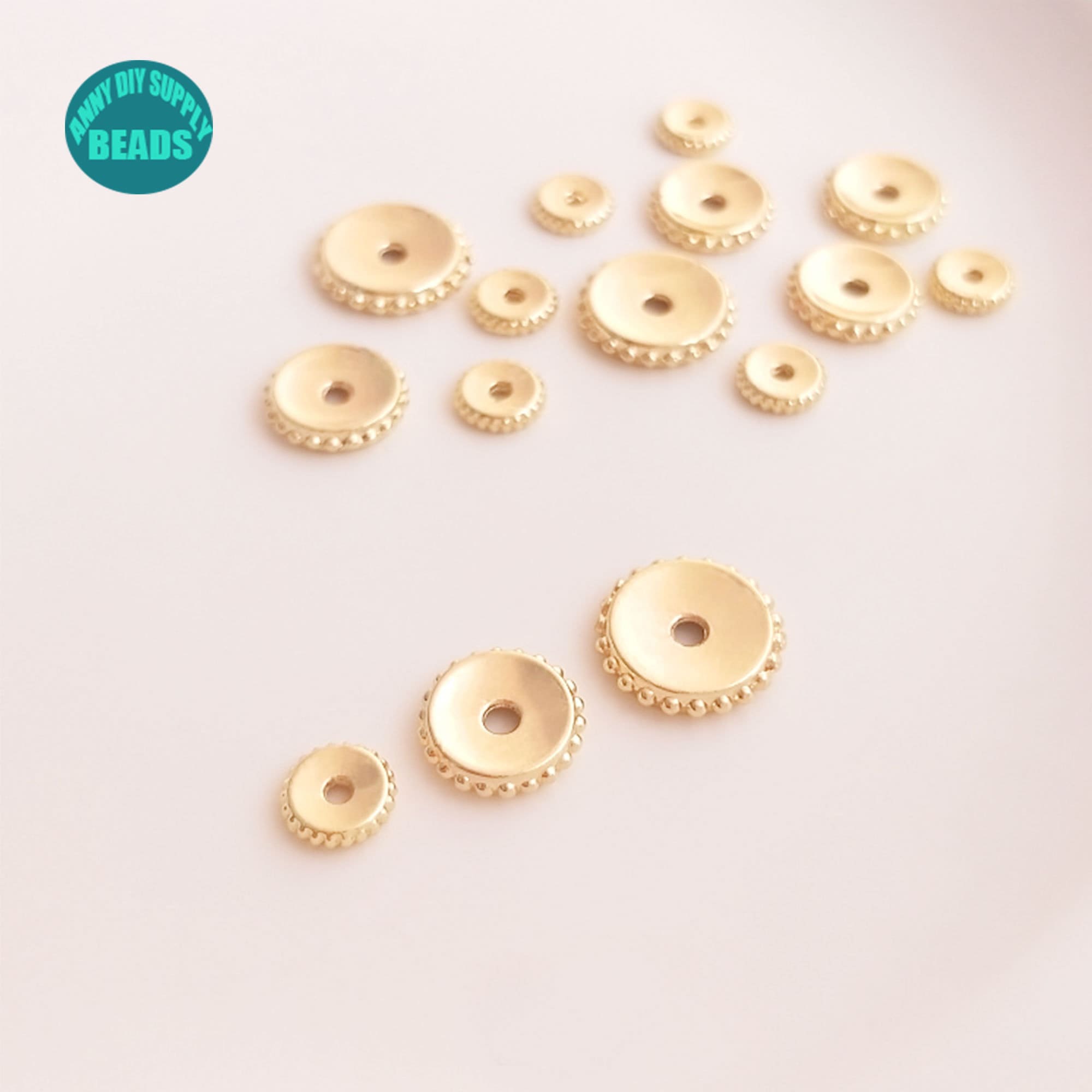 Perline rondelle placcate oro 14K da 6/9/11 mm, 10/50/100 pezzi, perline a ciambella placcate oro, perline distanziatrici placcate oro