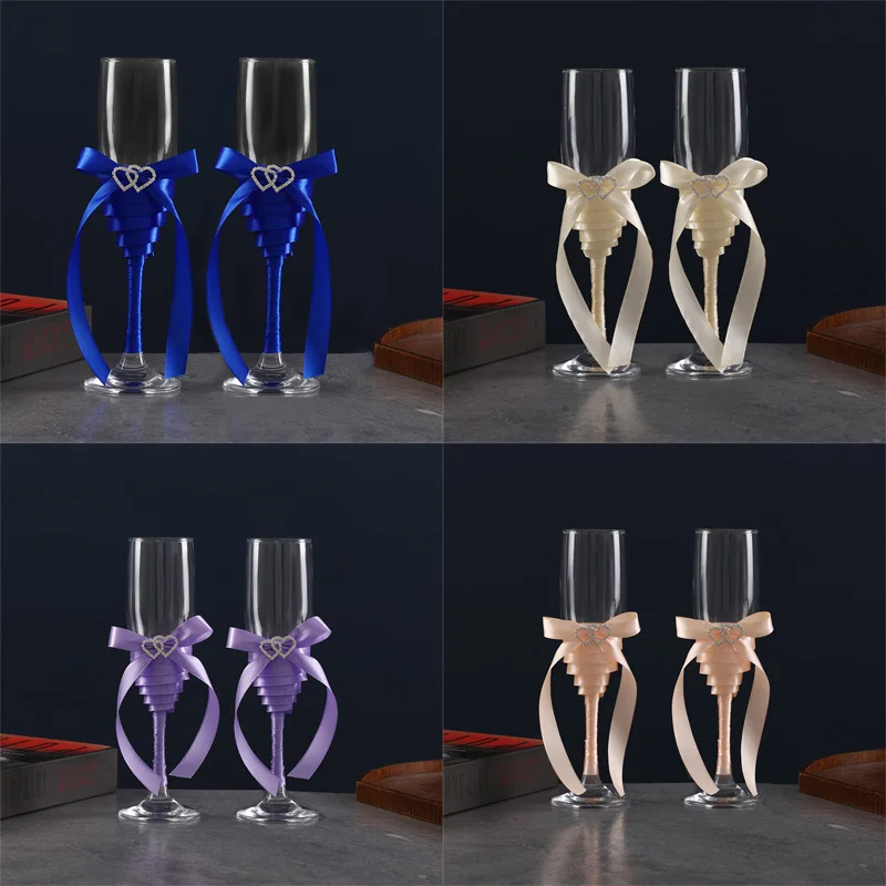 Elegantes Kristall-Hochzeits-Toastgläser-Set, romantische Braut und Bräutigam, Champagnergläser für besondere Anlässe Image