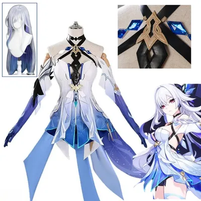 Spiel Genshin Impact Neue Haut Skirk Cosplay Kostüm Perücke Kleid Swordswoman Neckwear Tartaglia's Image