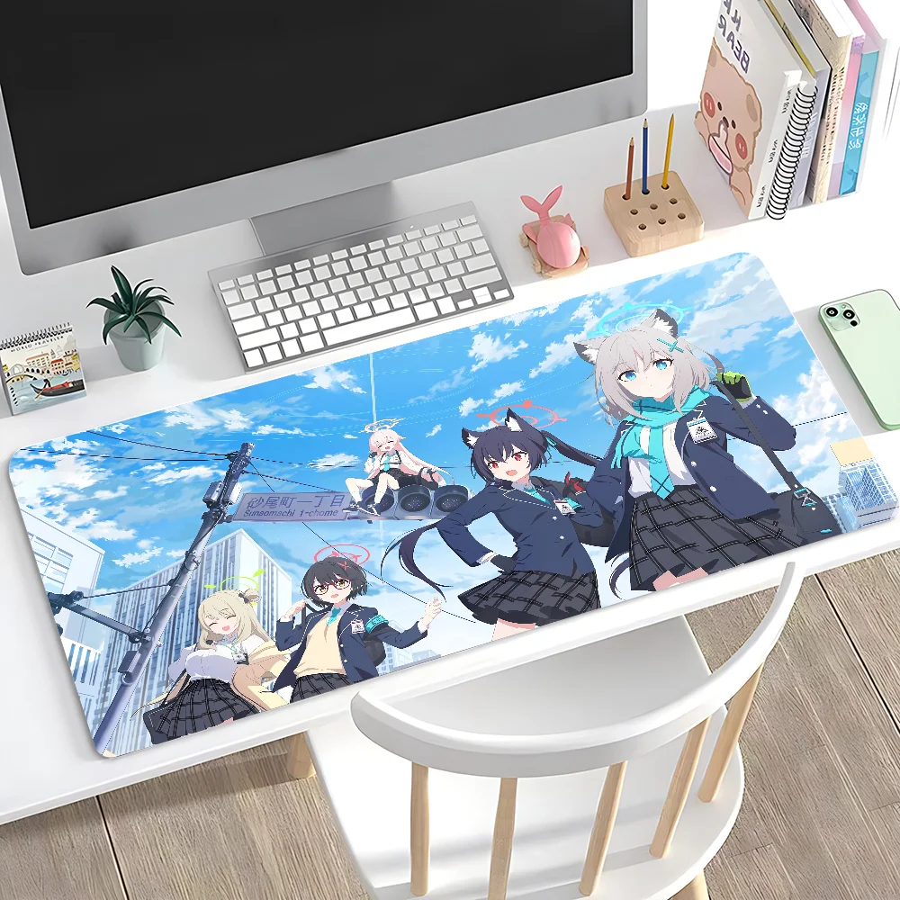 Anime B-Blue Archive Tsukatsuki Rio Mauspad, großes Anti-Rutsch-Mauspad, genähte Kanten, Matte für Schreibtisch, Laptop, Gaming ​ Tastaturpad XXL Image