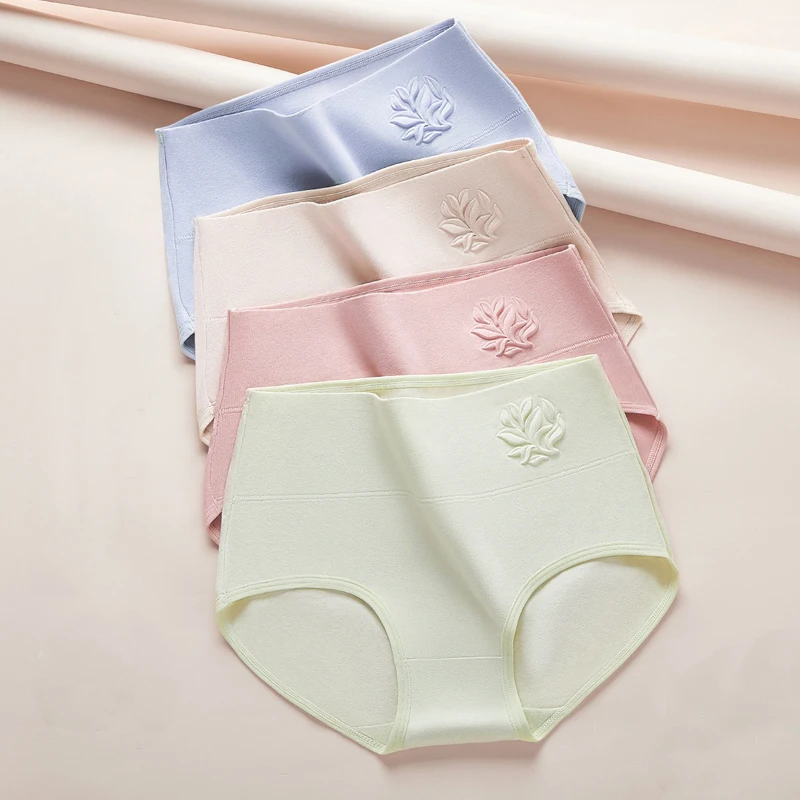 4Pcs Hohe Taille Frauen Höschen Body Shaper Unterwäsche Baumwolle Sexy Damen Slip Dünne Panty Atmungs Einfarbig Damen Dessous Image