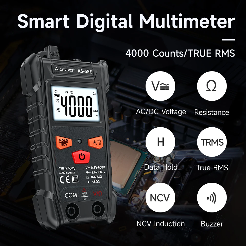 Aicevoos Automatisches intelligentes Digitalmultimeter True RMS Auto Range DC/AC-Spannungsprüfer Elektrisches professionelles Multimetro NCV Image