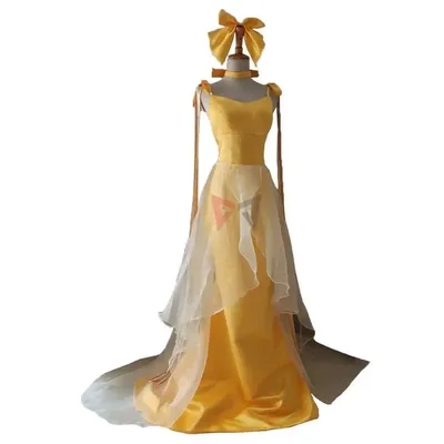 Anime Minako Aino Cosplay Kostüm Sailor Venus Goldgelb Prinzessin Kleid Haarnadel Nach Maß Für Spiel Image