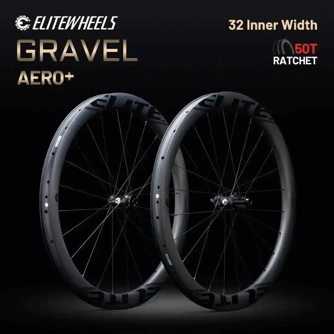 ELITEWHEELS GRAVEL AERO+ 700C Carbon-Laufradsatz Wing 20 Speichen Ratchet-System 50T Scheibenbremse Cyclocross-Räder Center Lock Image