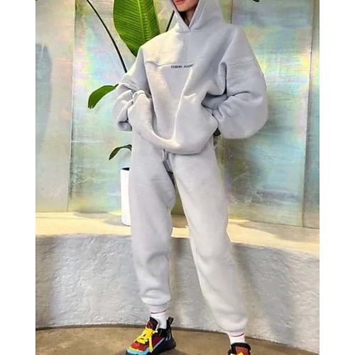 Per donna Tuta da Ginnastica Pantaloni da Tuta Pantaloni da tuta Pizzo Tasca Lettera Completo Abbigliamento Autunno Nero Rosa Allenamento Athleisure Corsa Calore Termico Antivento Manica Lunga Sport