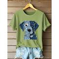Per donna Maglietta Grafico Animale Cane Vintage Elegante Classico Manica Corta Girocollo Top Regolari Quotidiano Weekend Stampato Nero Bianco Rosa Blu Verde Estate Primavera