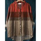 Per donna Camicia A righe Elegante Casual Manica Lunga Scollo a V Top Regolari Quotidiano Bottoni Stampato Rosso Blu Fucsia Cachi Estate Primavera