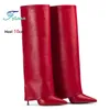 10CM Stiletto Frauen T Show Mode Spitze Hohe Stiefel Frühling Herbst Im Winter Schuhe PU Leder