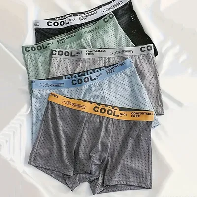 5-teiliges Set aus Ice Silky Mesh Herrenunterwäsche, Sommer, dünne und coole Unterwäsche, Kleidung und Outdoor-Sport- und Fitnessunterwäsche für Männer Image