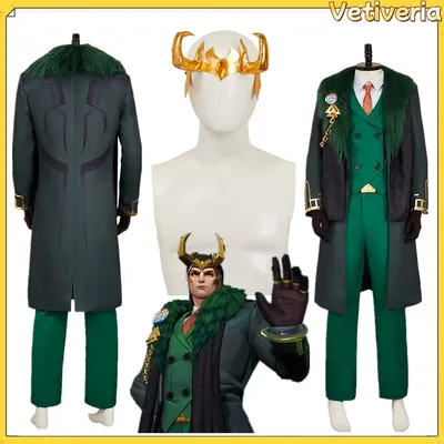 Loki Cosplay Kostüm Kleidung Präsident Uniform Hemd Weste Mantel Hosen Outfits Full Set Halloween Karneval Party Erwachsene Männer Anzüge Image