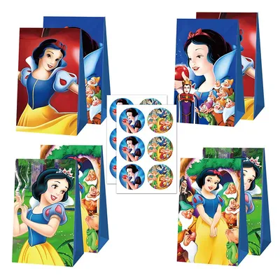 12/36Pcs Disney Snow White Princess Candy Box Happy Birthday Gift Party Favor Bag Gift Bag With Sticker Baby Shower For Girl