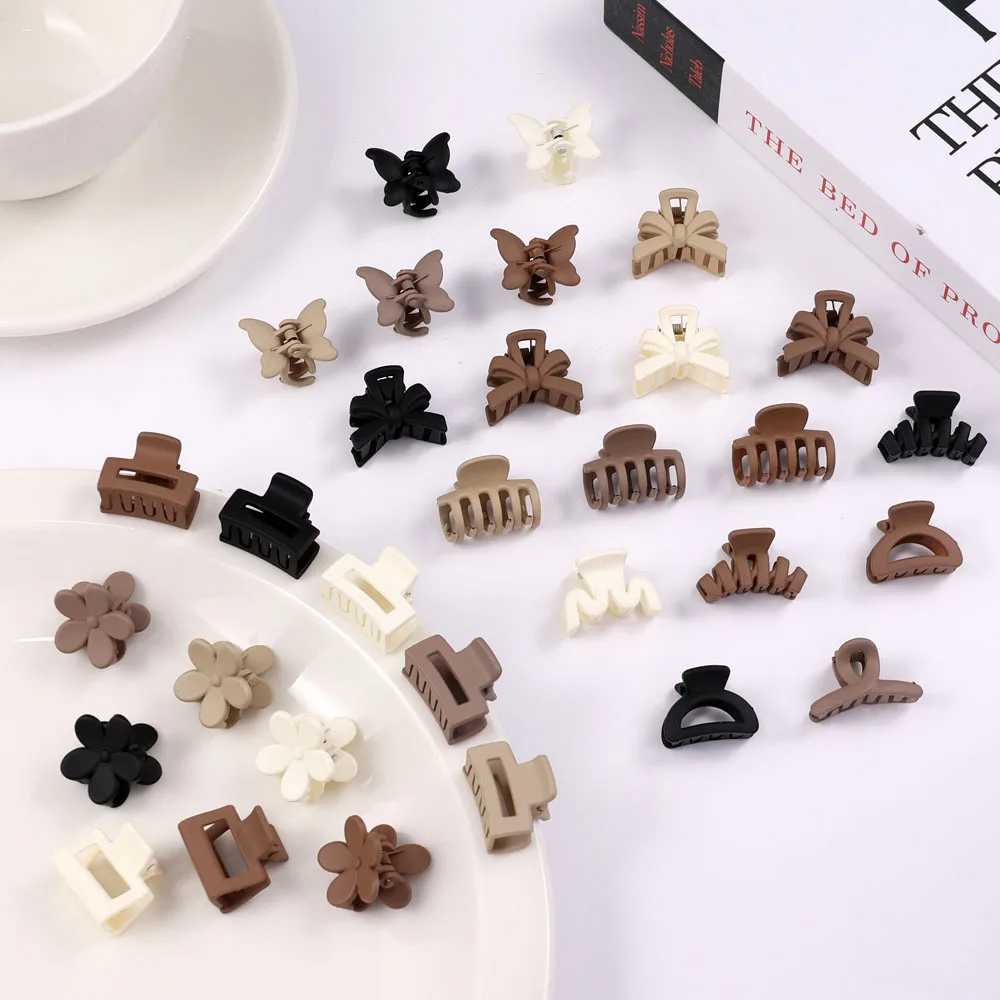 10 Teile/satz Kleine Blumen Haar Klaue Clips für Frauen Mädchen Matte Rechteck Kiefer Clips Halbkreis Haarspangen für Dünnes Haar Image
