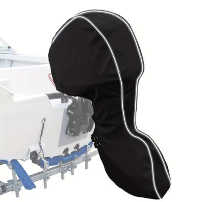 TEMU A Black Waterproof And Dustproof Cover For An Outboard Engine, Suitable For Boats With Adjustable Engines, Including Hood And Exhaust Protection Image