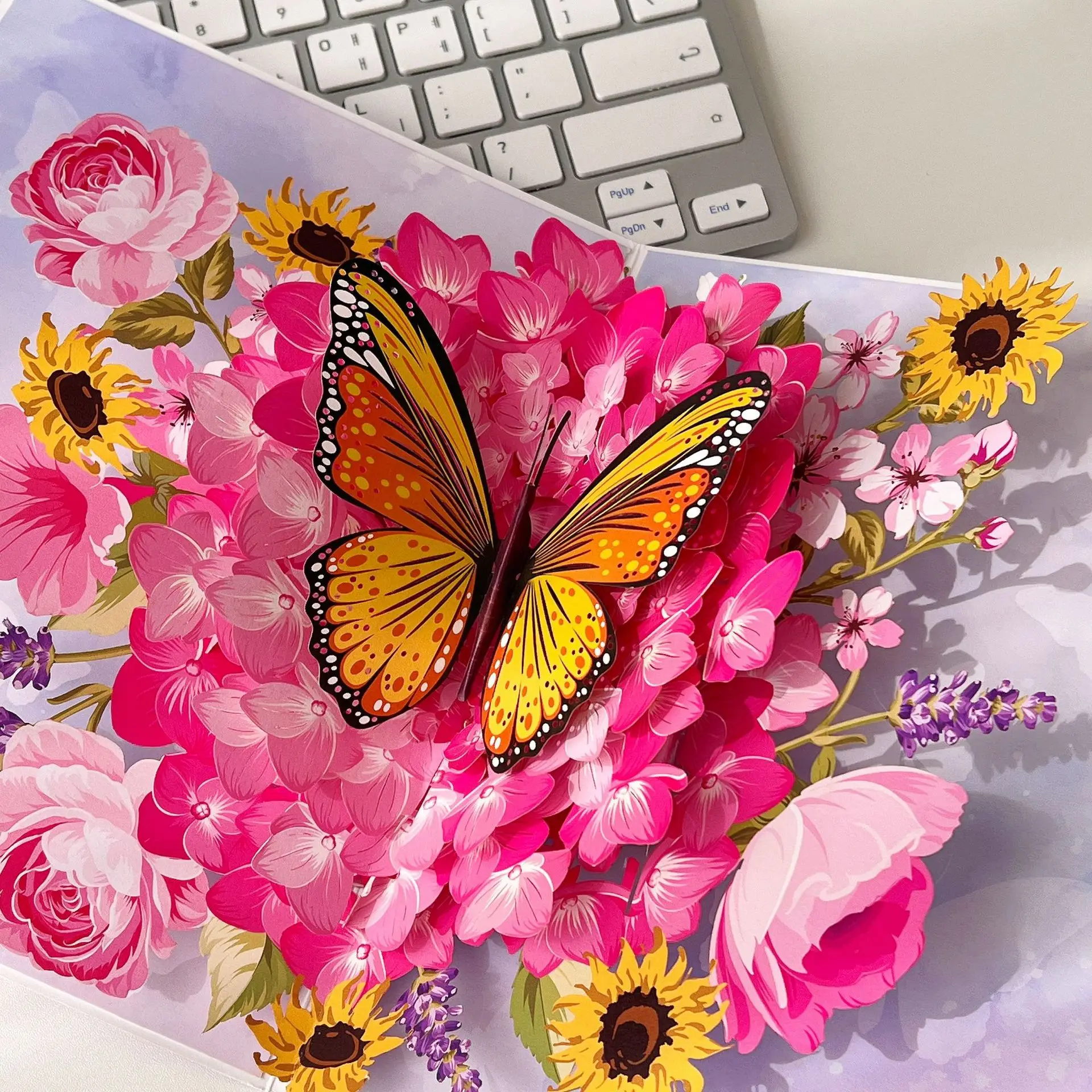 3D-Popup-Grußkarte mit bunten Schmetterlingen, perfekt für Geburtstage, Lehrer, Wertschätzung, Thanksgiving, Jubiläen, Hochzeiten Image