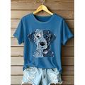Per donna Maglietta Grafico Animale Cane Vintage Elegante Classico Manica Corta Girocollo Top Regolari Quotidiano Weekend Stampato Nero Bianco Rosa Blu Verde Estate Primavera