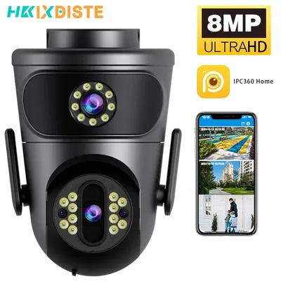 8MP 4K Video Überwachung Kameras PTZ Smart Home Wi-Fi Kamera Wifi Outdoor Dual Bildschirme Drahtlose Sicherheit IP Kamera CCTV IPC360