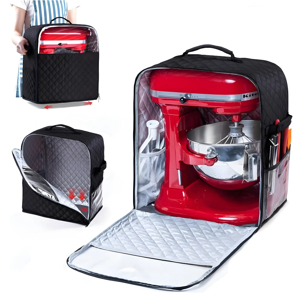 Standmixer-Abdeckung mit Geräteschieber, Basisanzug für 6/7/8 Quart KitchenAid-Mixer mit Taschen für Zubehör und Aufsätze