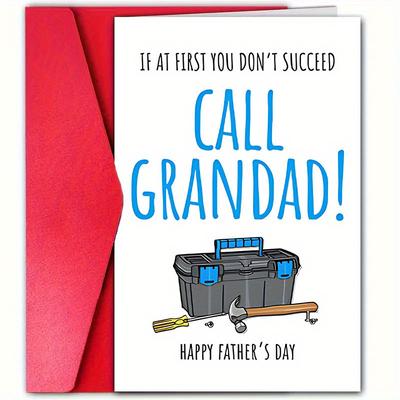 "TEMU 1pc Funny Father's Day Card With Envelope - " Don't Call Grandad!" Humorous Diy Toolbox Design, 12x18cm Encouraging Greeting Card For Dad & Grandad, Birthday Or Thank You Card, Fathers Day Gift" Image