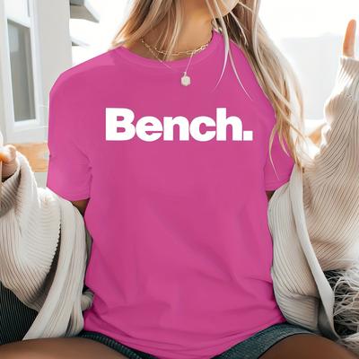 TEMU Plus Size - Women's Plus Size Short Sleeve T-shirt, With Bench Style - Minimalist - Elastic Polyester Blend, Machine Washable, Casual Summer Wear, Summer T-shirt Image