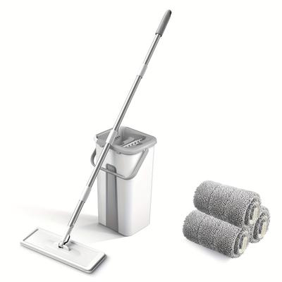TEMU Lixada Microfiber Mop With Bucket Floor Cleaning Squeeze Hand Free Floor Mop Washable Pads Reusable Dust Mops With Soft Refill Pads Hardwood Wood Mop Dry Wet Mop Image