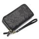 UZHIANG Women RFID Blocking Wallet Genuine Leather Double Zip Around Phone Clutch Large Capacity Ladies Travel Purse Wristlet(Black)