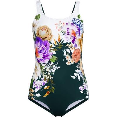 Tugless Swimsuit, Women, size: 14, regular, Green, Nylon-blend, by Lands' End