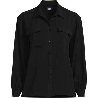 Creaseless Long Sleeve Utility Shirt, Women, size: 20-22, plus, Black, Polyester, by Lands' End