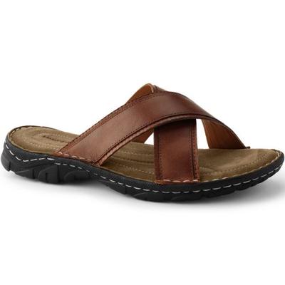 Crossover Sandals, Men, size: 9, regular, Brown, Leather, by Lands' End