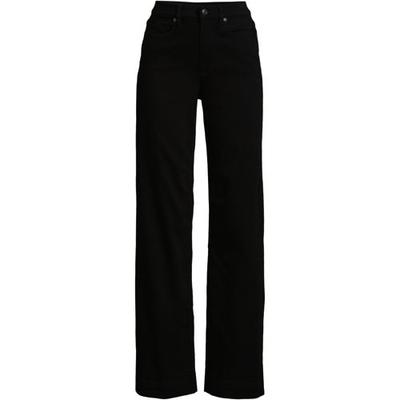 Wide Leg Jeans, High Waisted, Women, size: 10 28, petite, Black, Spandex/Cotton-blend/Poly-blend, by Lands' End