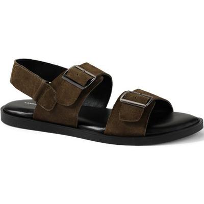 Double Buckle Slingback Sandals, Men, size: 9, regular, Misc, Leather, by Lands' End