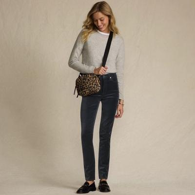 Slim Leg Velvet Jeans, High Waisted, Women, size: 12, petite, Grey, Cotton-blend, by Lands' End