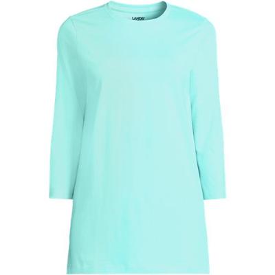 Three-Quarter Sleeve Supima Cotton Tunic, Women, size: 10-12, regular, Green, Cotton, by Lands' End