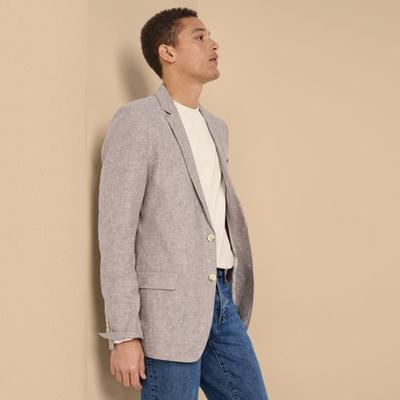 Linen Blend Tailored Blazer, Men, size: 38R, regular, Brown, Linen/Viscose/Cotton-blend, by Lands' End