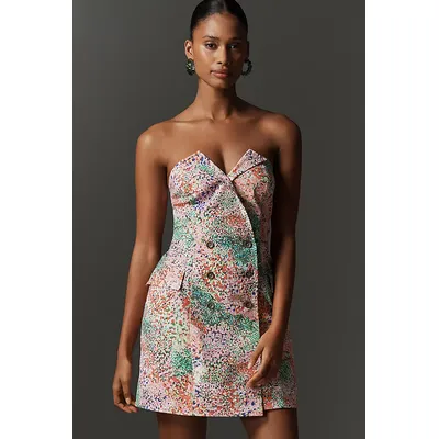 By Anthropologie Strapless Mini Blazer Dress