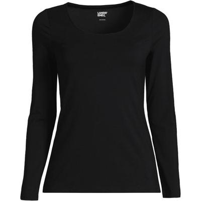Cotton Modal Scoop Neck Top, Women, size: 14-16, regular, Black, Cotton Modal, by Lands' End